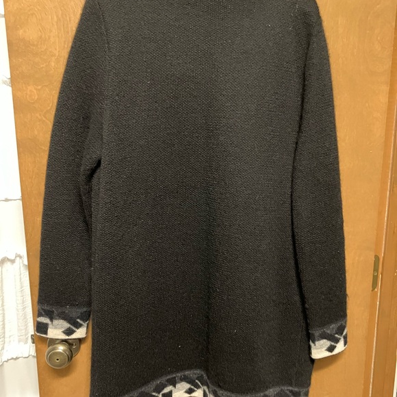 ALPACA 100%. “Mon Repose" long SWEATER coat in black/ white S-M WARM Beàutiful. - Picture 8 of 8